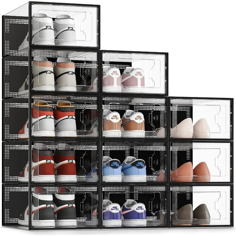 Clear Plastic Stackable Shoe Organizer for Closet
