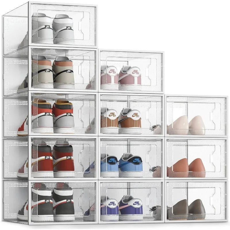Clear Plastic Stackable Shoe Organizer for Closet