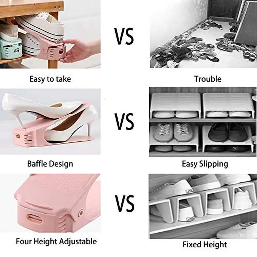 Adjustable Shoe Slots Organizer Stackers Closet Space Saver 36 Pack Double Layer Shoe Rack High Heels Sandals Sports Shoes