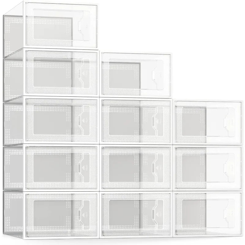 Clear Plastic Stackable Shoe Organizer for Closet