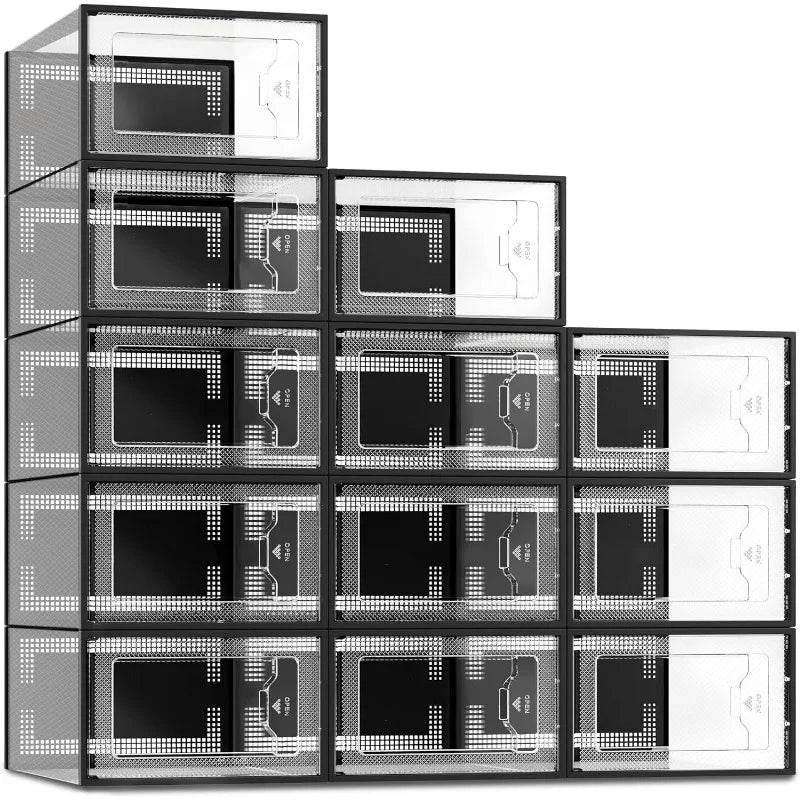 Clear Plastic Stackable Shoe Organizer for Closet
