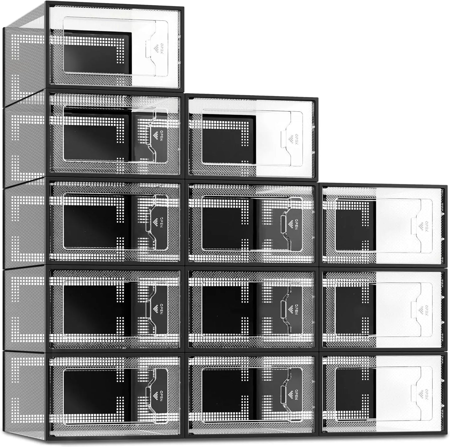 Clear Plastic Stackable Shoe Organizer for Closet